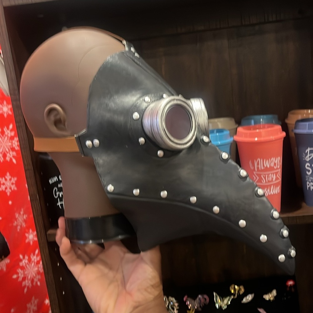Leather Gothic Black Plague Doctor Mask - Picture 4 of 6